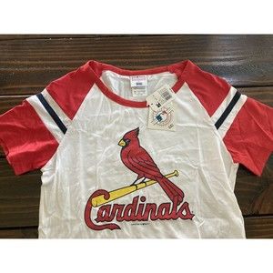 KMart Vintage Red St Louis Cardinals Bird On Bat Shirt New Ladies Medium M